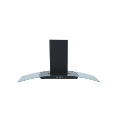 Montpellier MHE900LBK 90cm Curved Glass Black Chimney Hood with LED Edge Lighting