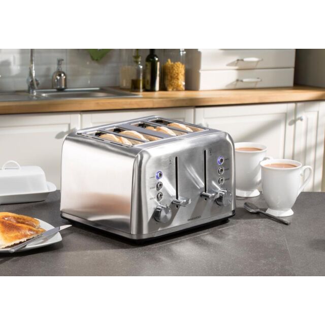 Daewoo SDA2082GE Kensington 4 Slice Toaster - Stainless Steel