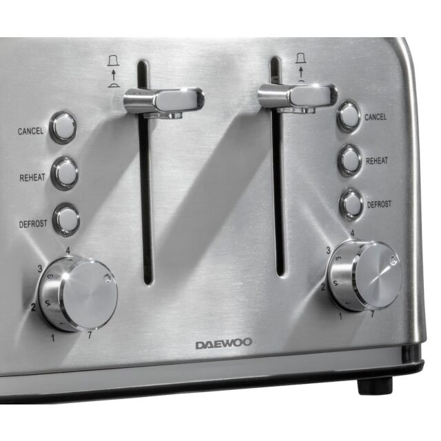 Daewoo SDA2082GE Kensington 4 Slice Toaster - Stainless Steel
