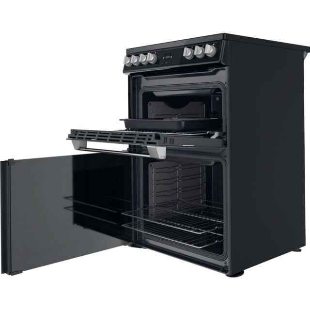 Hotpoint HDT67V9H2CB/UK Ceramic Double Cooker - Black