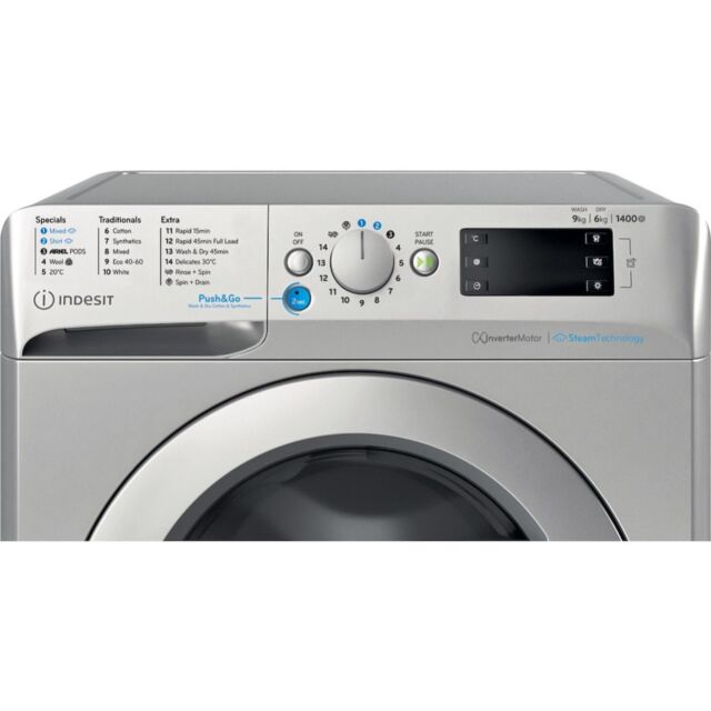 Indesit BDE 96436 SV UK Freestanding 9+6kg Washer Dryer - Silver