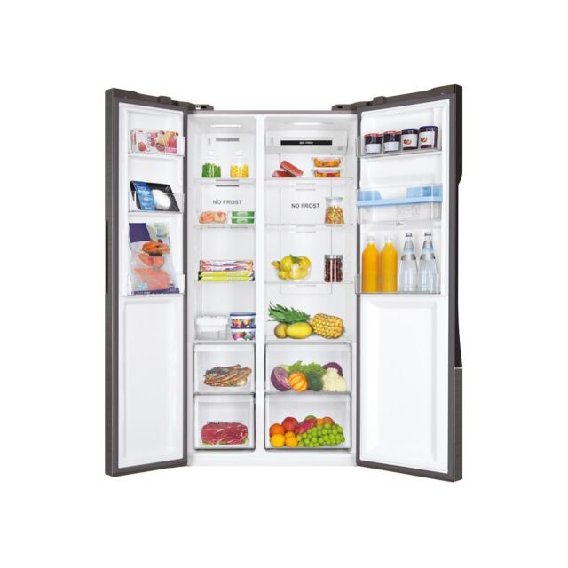 Haier HSR3918EWPG 90cm American Style Side-by-Side Fridge Freezer - Platinum Inox