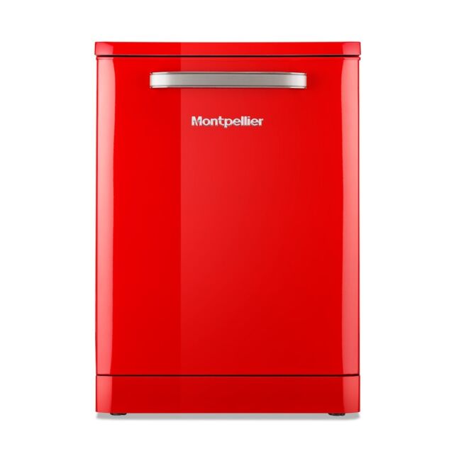 Montpellier MAB1353R 60cm Full Door Retro Style Dishwasher in Red
