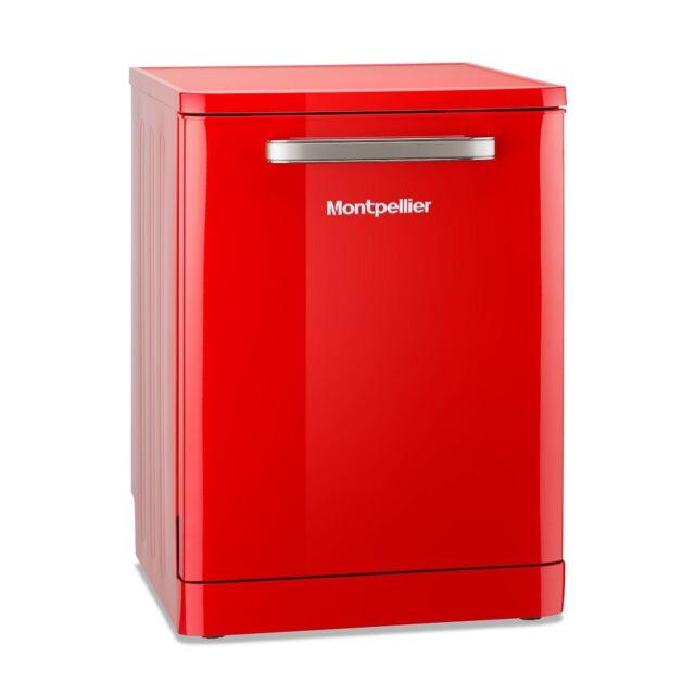 Montpellier MAB1353R 60cm Full Door Retro Style Dishwasher in Red