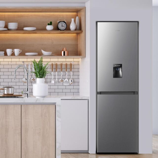 Teknix FFH1825WS/E 55cm 50/50 Fridge Freezer Total No Frost with Water Dispenser - Silver
