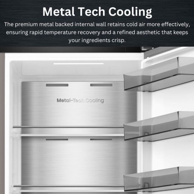 Teknix TH60TLX 60cm Tall Larder Fridge with Metal Tech Cooling - Stainless Steel