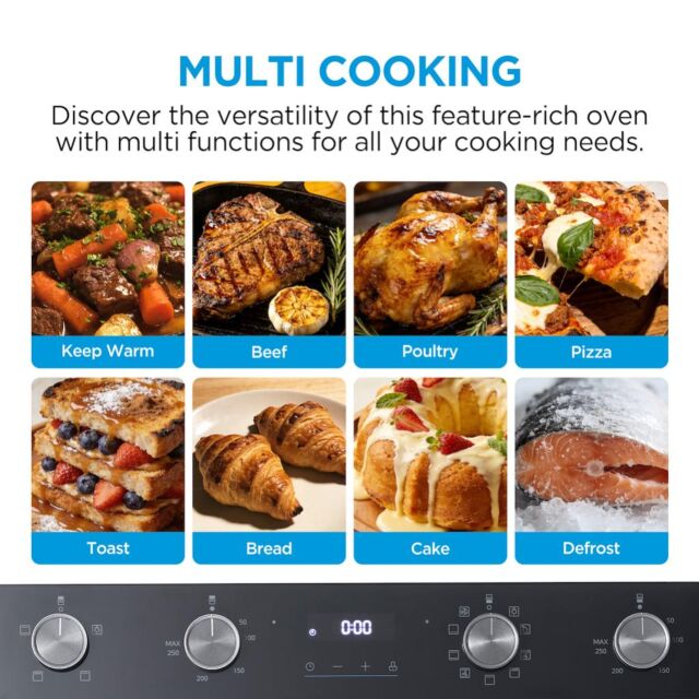 Midea MBOD70M30D0-BK Multifunction Built-In Double Oven - Black - AA Rated
