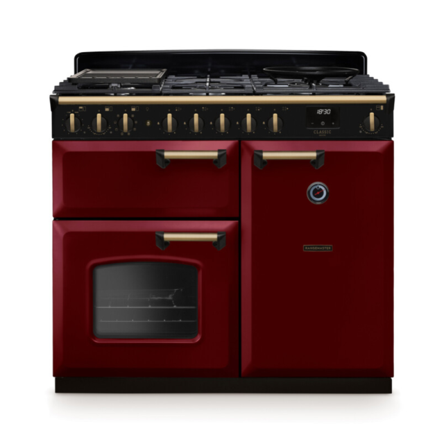 Rangemaster CLDL100DFPBOR/AB1 Classic Deluxe 100 Dual Fuel Range Cooker - Bordeaux - A Rated
