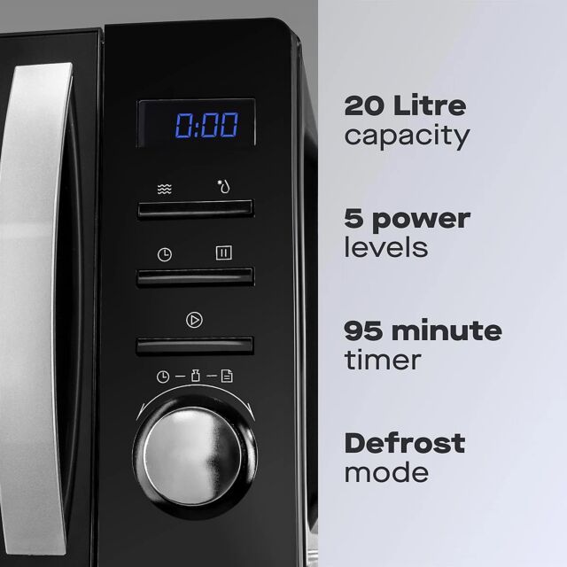 Daewoo 20L Black Digital 800W Microwave SDA2866