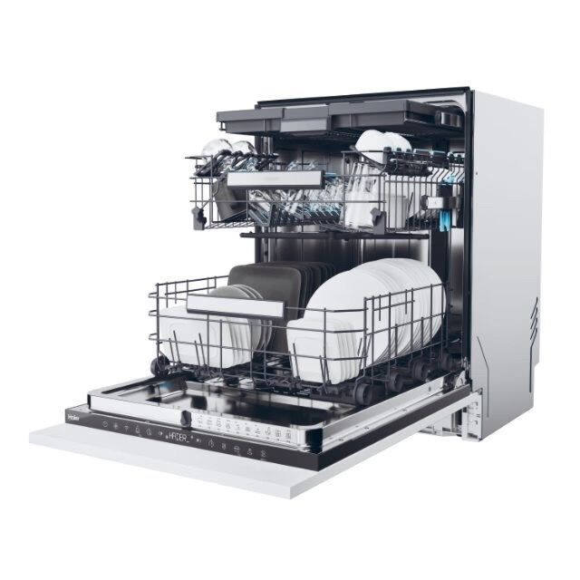 Haier XS 6B0S3FSB-80 60cm Dishwasher, 16 Place Settings, B Energy, 40 dB, WASHLENS PLUS