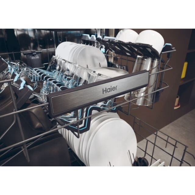 Haier XS 6B0S3FSB-80 60cm Dishwasher, 16 Place Settings, B Energy, 40 dB, WASHLENS PLUS