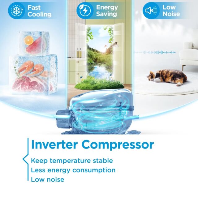 Midea MDRE353FGE01D 178cm 70/30 Integrated Frost Free Fridge Freezer with Sliding Door Fixing Kit