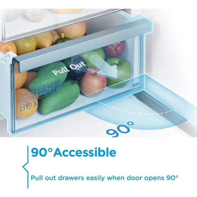 Midea MDRE353FGE01D 178cm 70/30 Integrated Frost Free Fridge Freezer with Sliding Door Fixing Kit