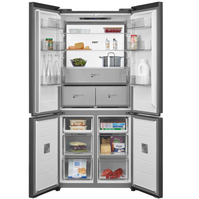 Midea MDRM706BIE70 Total No Frost American Fridge Freezer In Midnight Glass
