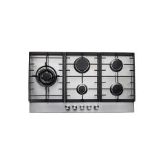 Teknix SCGH91X 5 Burner 90cm Gas Hob, FFD Front Controls, Cast Iron Pan Supports, Side Wok Burner, L